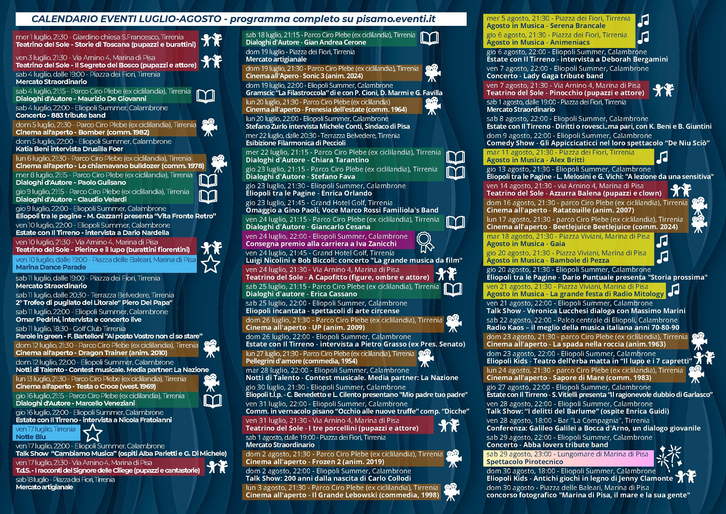 Programma completo Marenia 2026, calendario eventi luglio e agosto